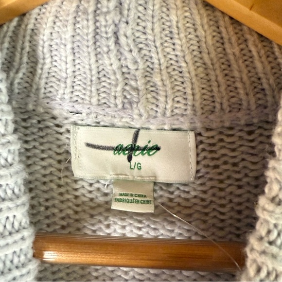 Aerie Oh So Soft Mock Neck Yellow Stripe Chunky Sweater Size Large - Picture 5 of 7